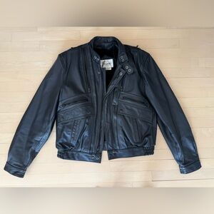 Vintage Bermans Black Leather Moto Jacket sz L
